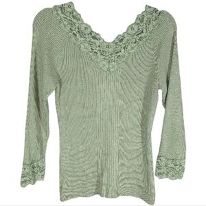 Vintage 90s Jessica Lace Trimmed Knit Top